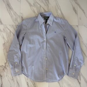 Lauren Ralph Lauren White and Blue Striped Shirt